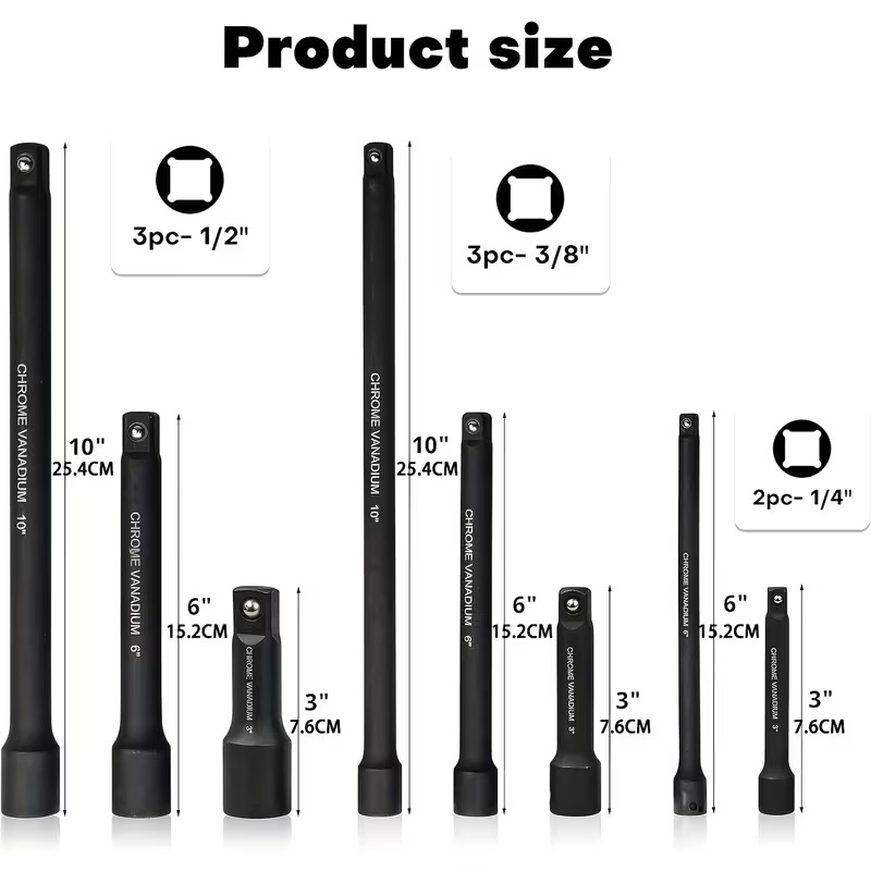 18 Piece Drive Tool Attachment Set – 1/4”, 3/8” & 1/2” - Image 2