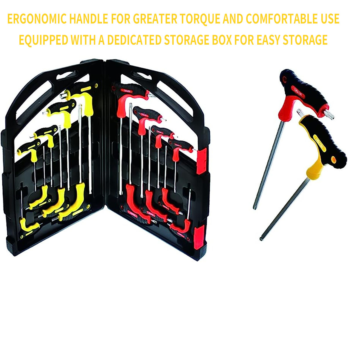 16 Piece Metric Hex Key Allen & Star Torx T-Handle Set - Image 4